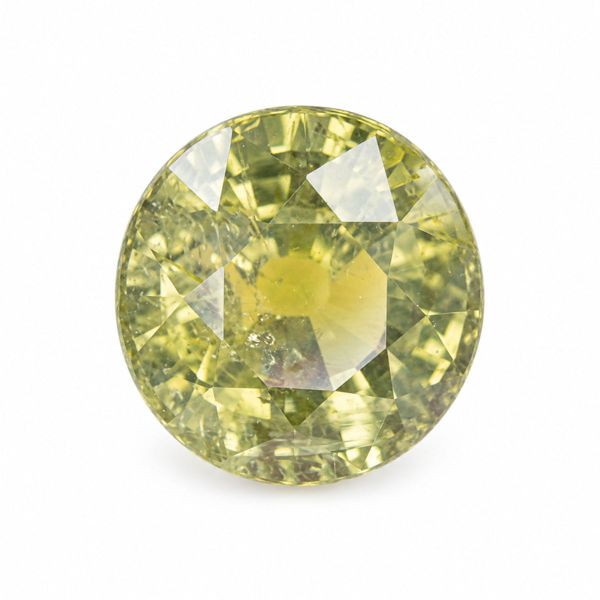 3.06 Carat Natural Unheated Green Sapphire Certified Round Gemstone