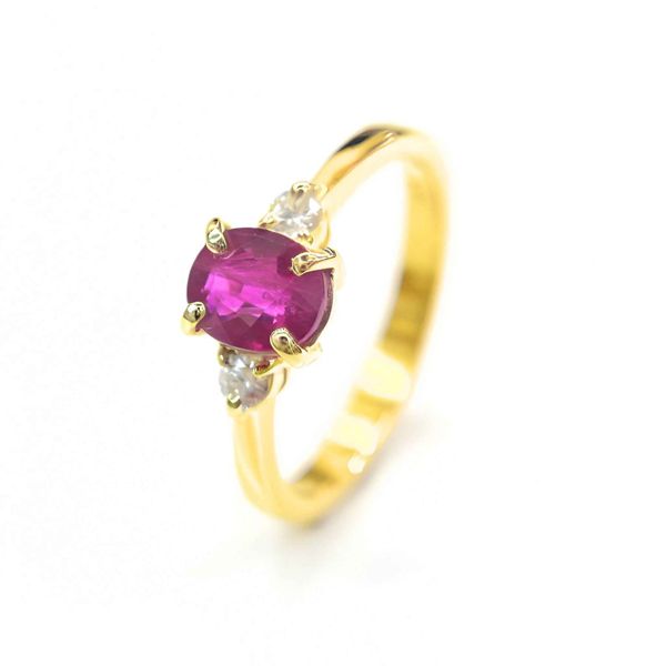 18K Ruby Ring with 2 Diamonds | Engagement Ring
